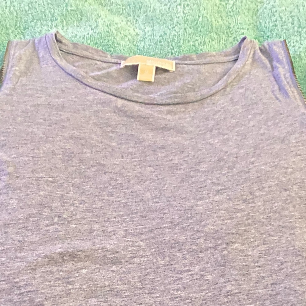 Michael Kors, heather blue, zippered cold-shoulder, size M.